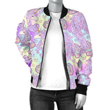 Unicorn Heart Pattern Women Bomber Jacket