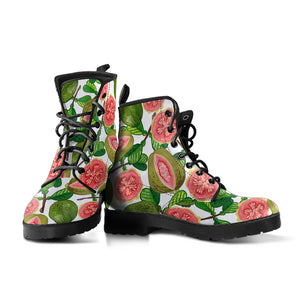 Guava Leaves Pattern Leather Boots