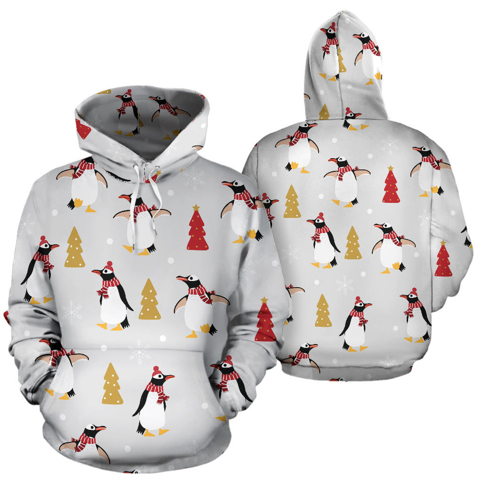 Penguin Christmas Tree Pattern Men Women Pullover Hoodie