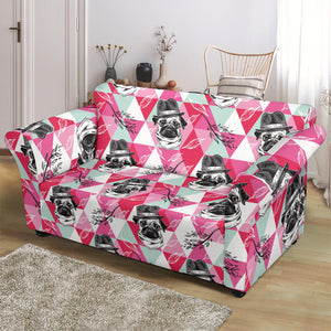 Pug Pattern Loveseat Couch Slipcover