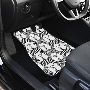 Black and White Poodle Pattern Front Car Mats
