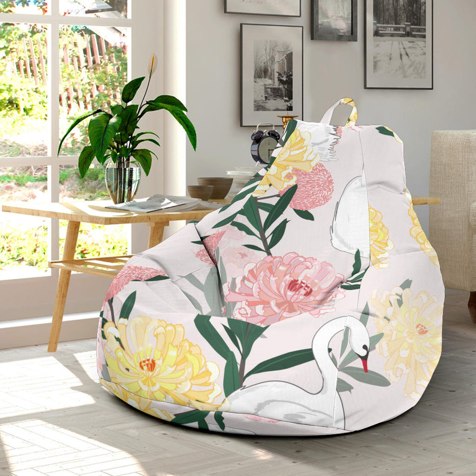 Swan Flower Pattern Bean Bag Cover