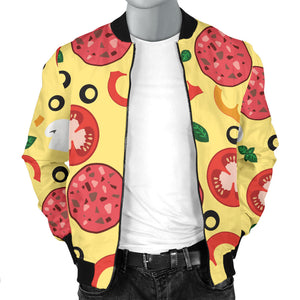 Pizza Tomato Salami Texture Pattern Men Bomber Jacket