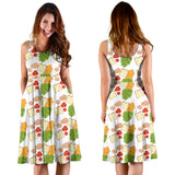 Sandwich Pattern Print Design 02 Sleeveless Midi Dress
