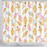 Ice Cream Cone Pattern Background Shower Curtain Fulfilled In US