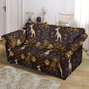 Kangaroo Aboriginal Theme Pattern  Loveseat Couch Slipcover