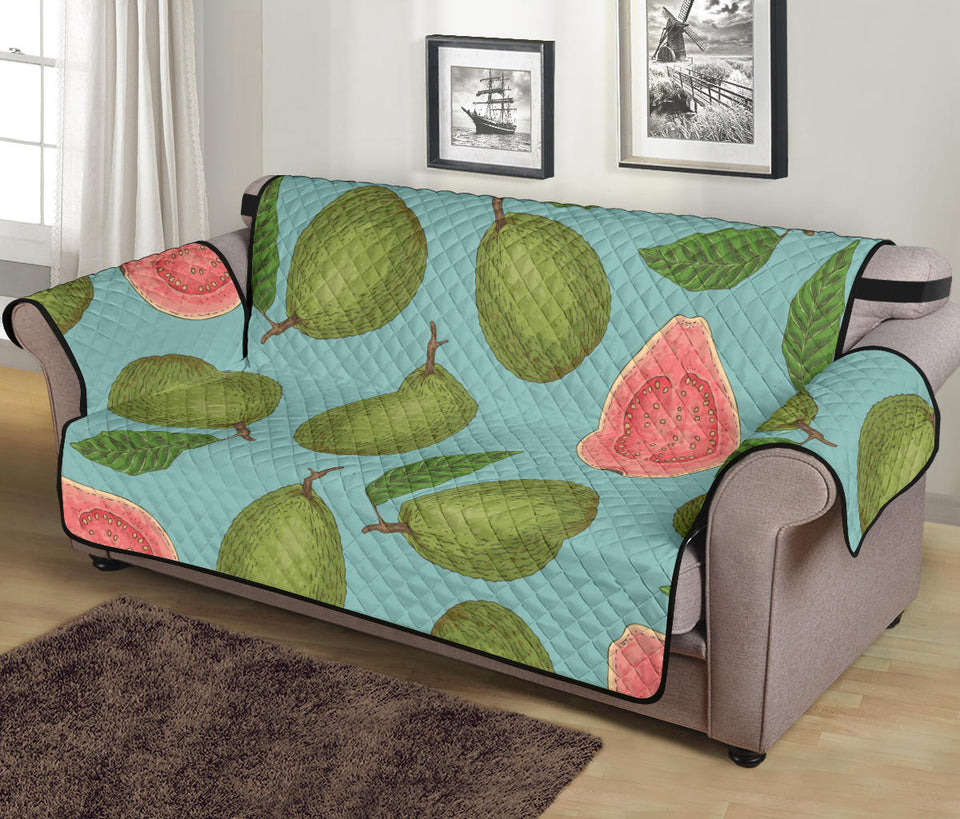 Guava Pattern Green Background Sofa Cover Protector