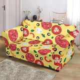 Pizza Tomato Salami Texture Pattern Loveseat Couch Slipcover