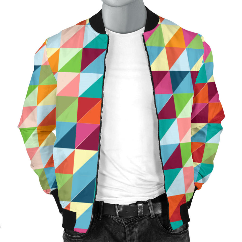 Rainbow Geometric Pattern Men Bomber Jacket