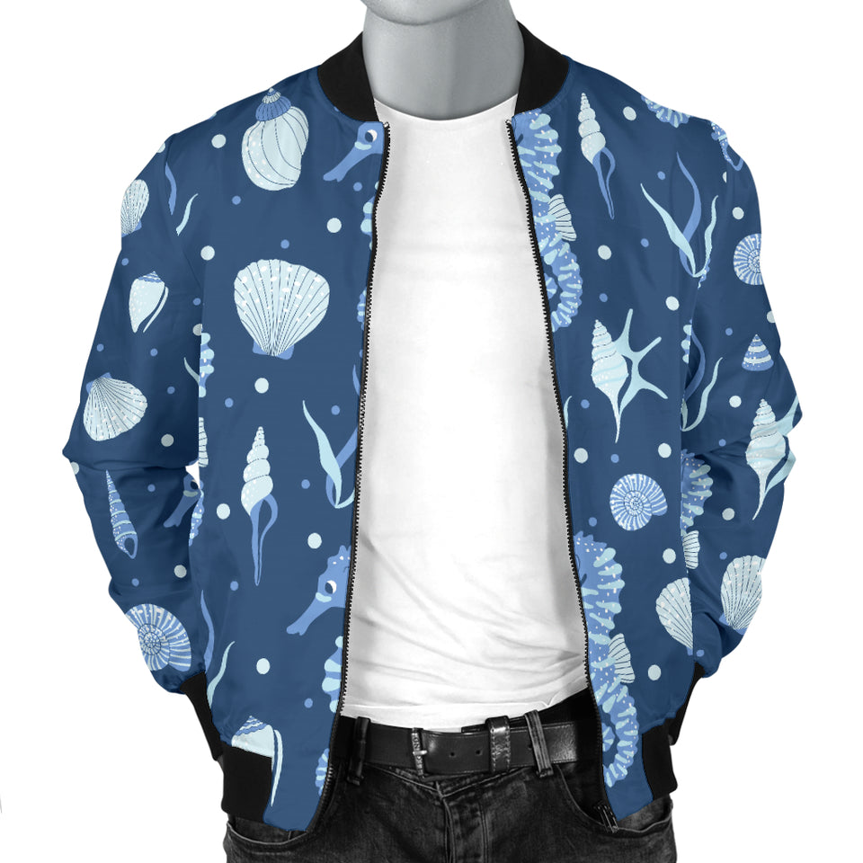 Seahorse Shell Pattern Men Bomber Jacket