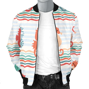 Seahorse Pattern Theme Men Bomber Jacket