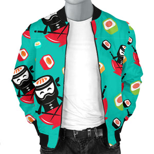 Ninja Sushi Pattern Men Bomber Jacket