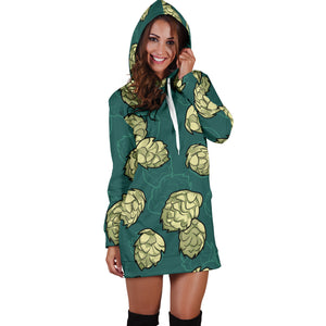 Hop Pattern Background Women Hoodie Dress