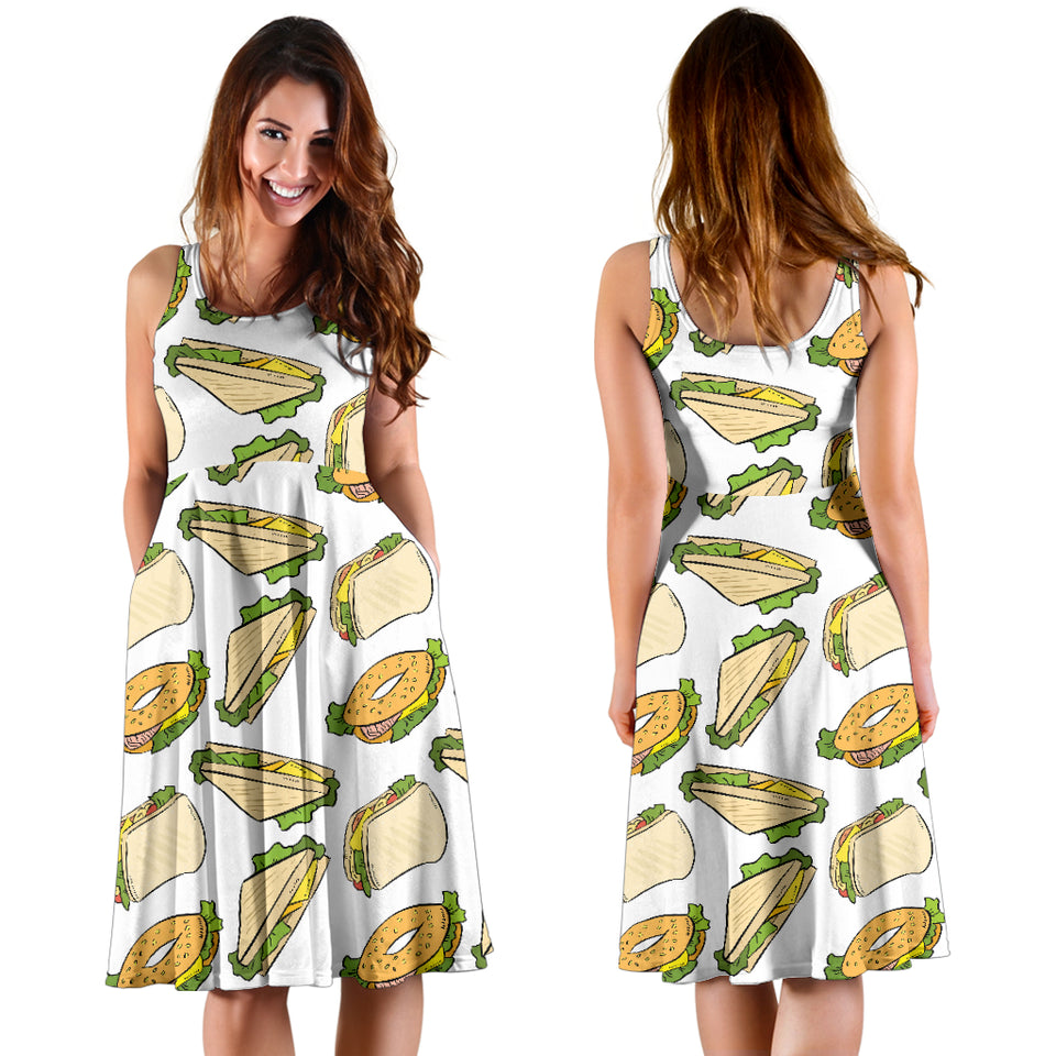 Sandwich Pattern Print Design 05 Sleeveless Midi Dress