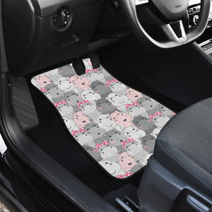 Hippopotamus Pattern Print Design 03 Front and Back Car Mats