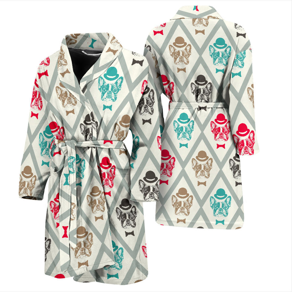 French Bulldog Tuxedo Pattern Men Bathrobe