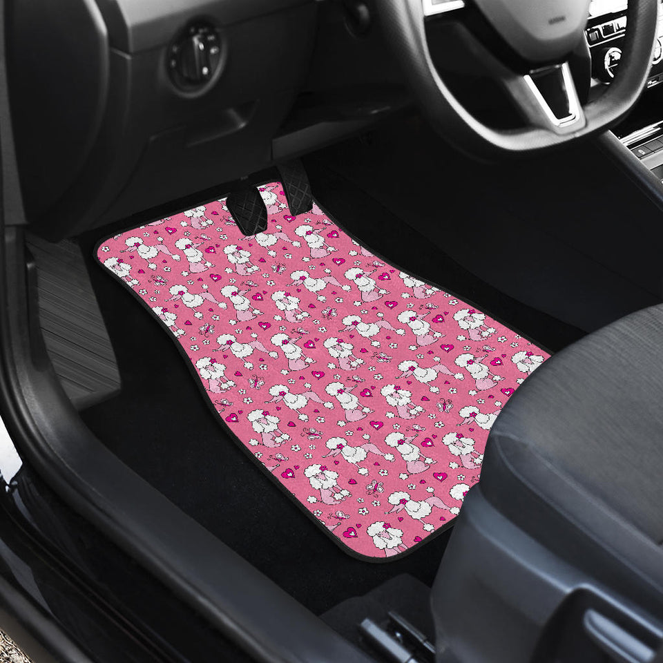 Poodle Pink Heart Pattern Front Car Mats