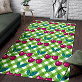 Cherry Pattern Green Background Area Rug