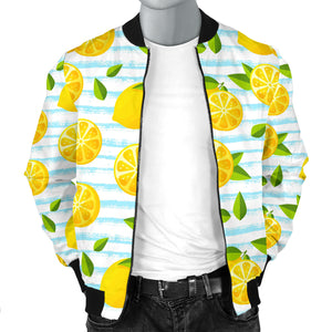 Lemon Pattern Stripe Background Men Bomber Jacket