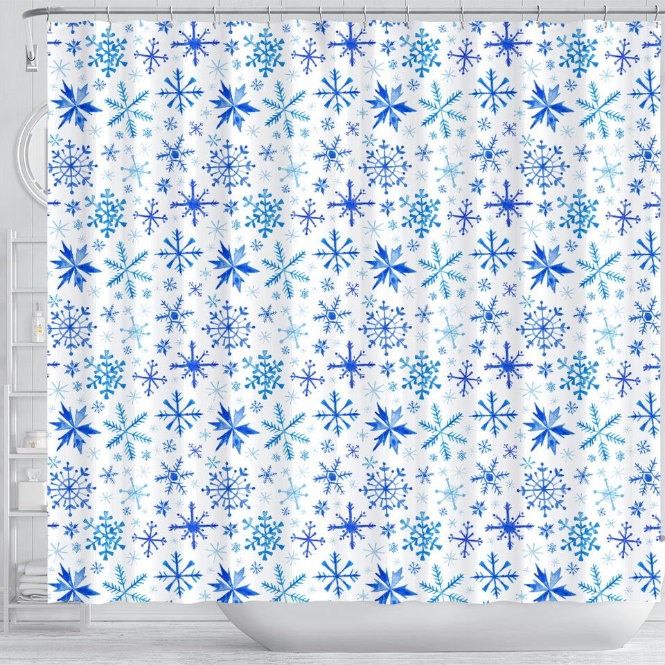 Blue Snowflake Pattern Shower Curtain Fulfilled In US