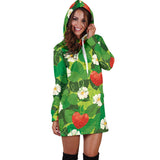 Strawberry Leaves Pattern Women Hoodie Dress