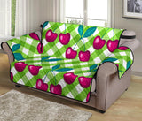 Cherry Pattern Green Background Loveseat Couch Cover Protector