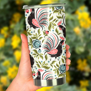 Rooster Chicken Leaves Pattern Tumbler