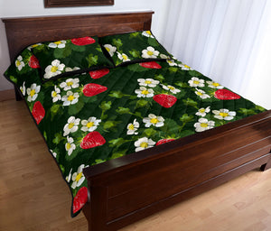 Strawberry Pattern Background Quilt Bed Set