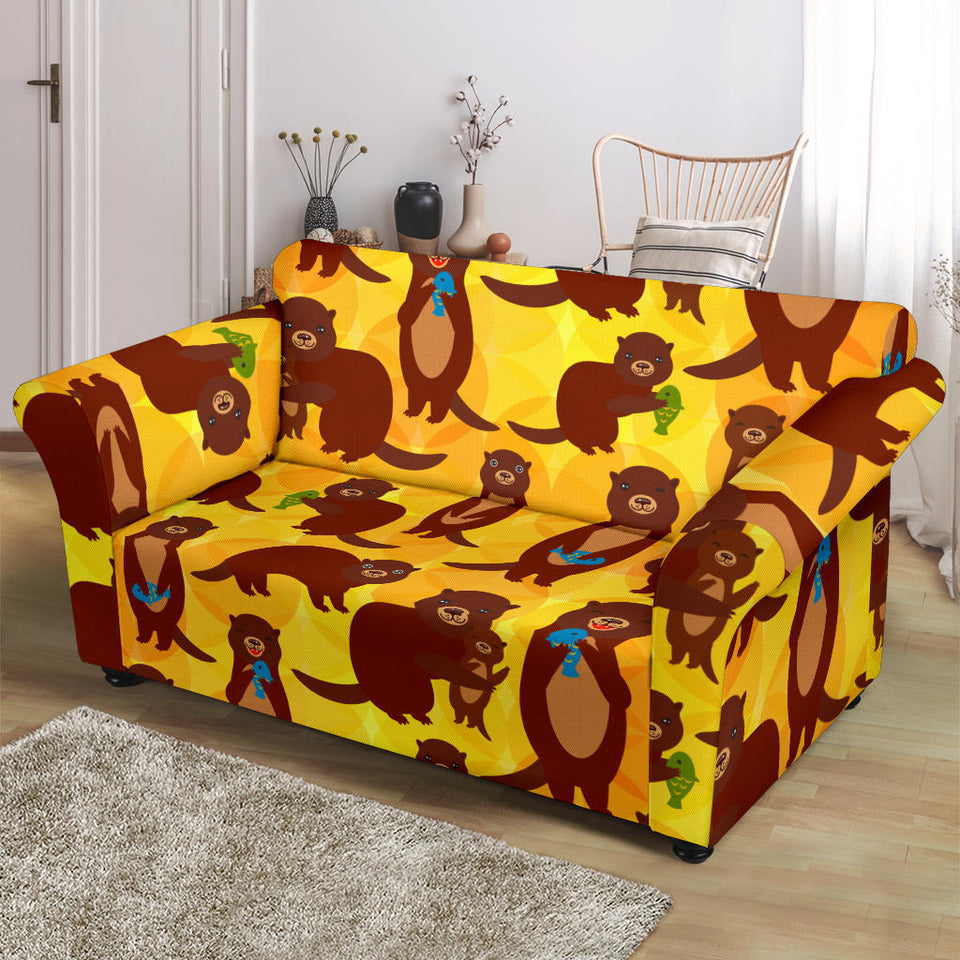 Otter Pattern Loveseat Couch Slipcover