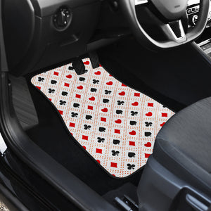 Casino Cards Suits Pattern Print Design 04 Front Car Mats