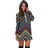 Zigzag African Afro Dashiki Adinkra Kente Women Hoodie Dress