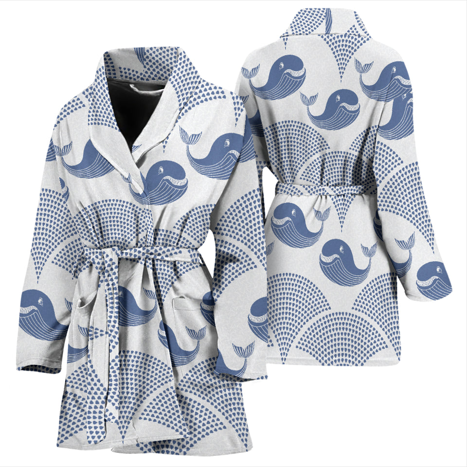 Whale Pattern Women Bathrobe