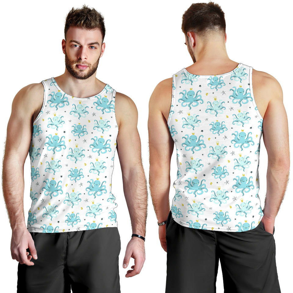 Octopus Blue Pattern Men Tank Top