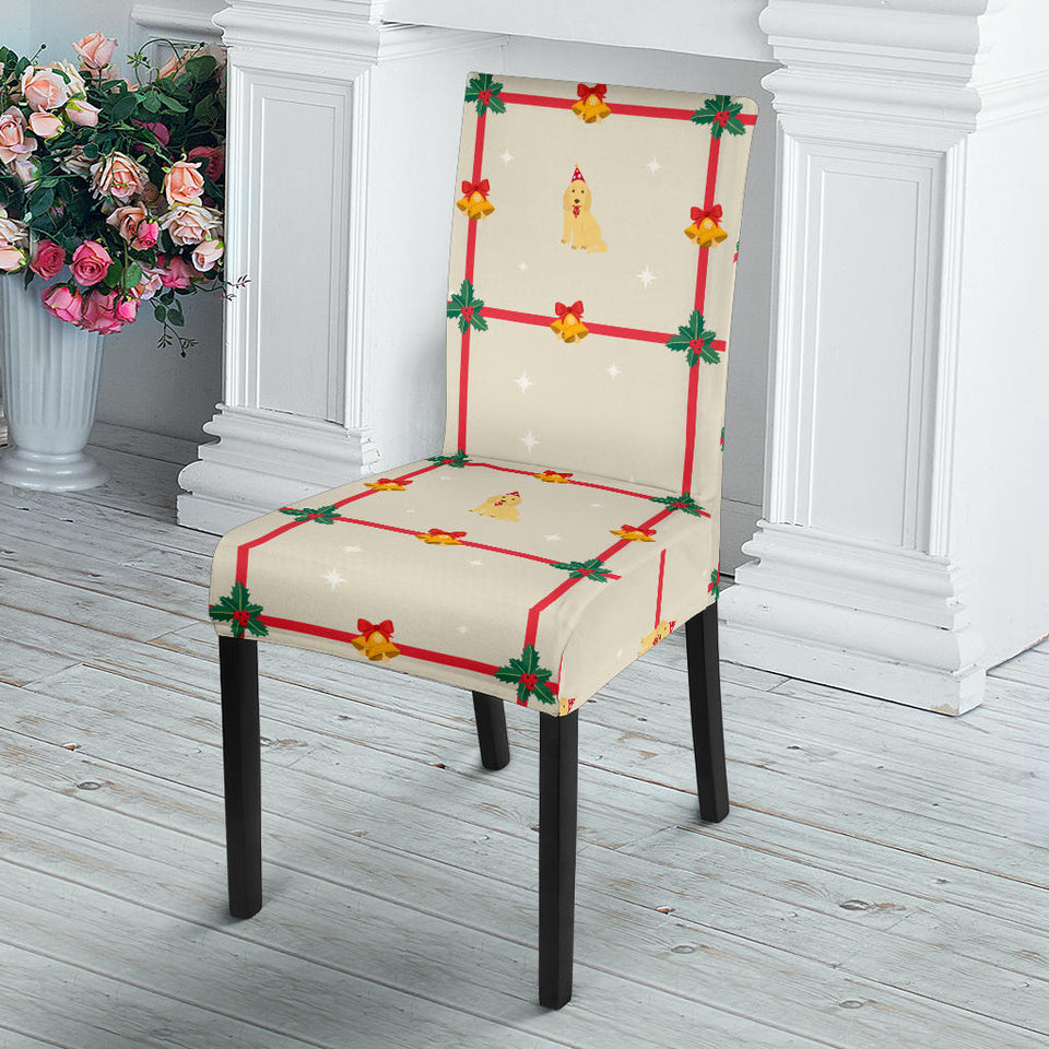 Golden Retriever Pattern Print Design 01 Dining Chair Slipcover