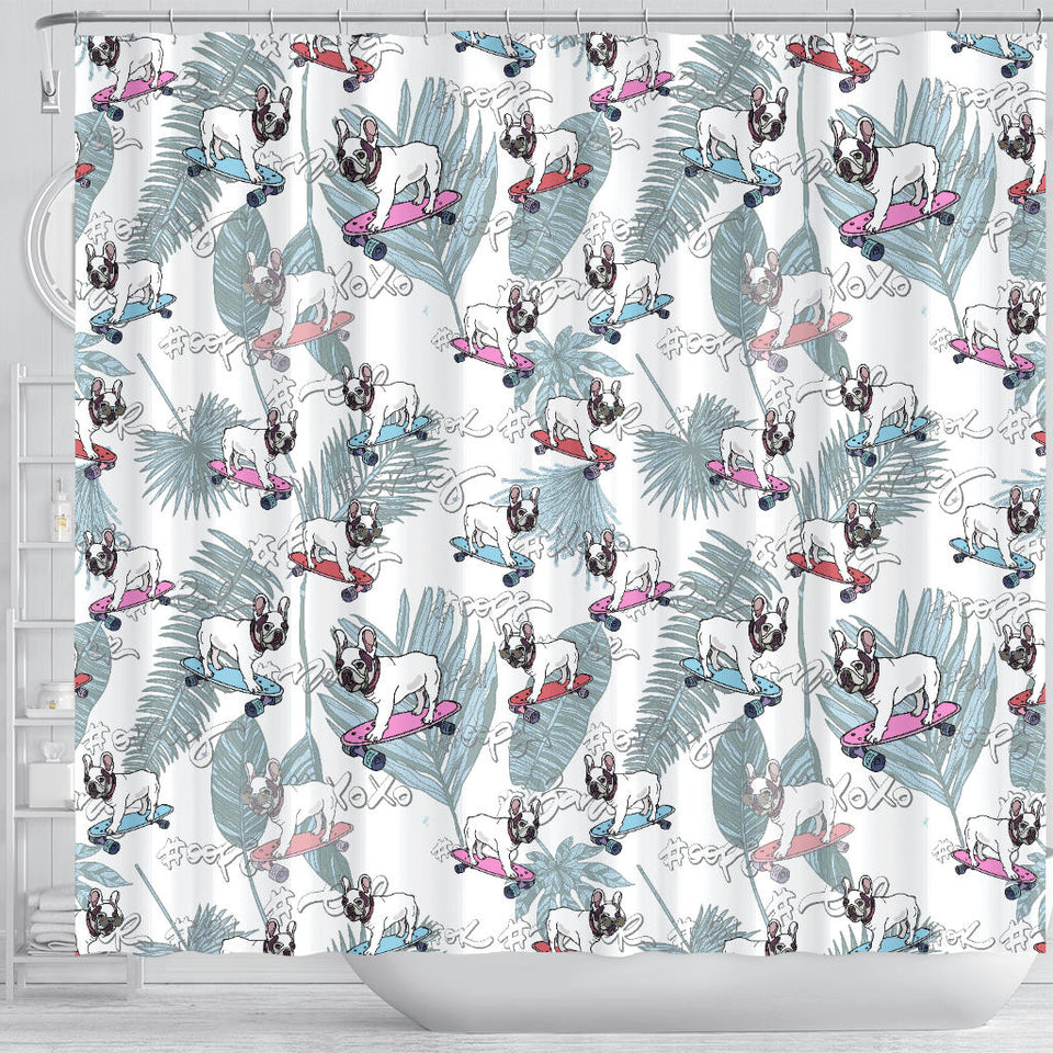 French Bulldog Skating Pattern Shower Curtain Fulfilled In US