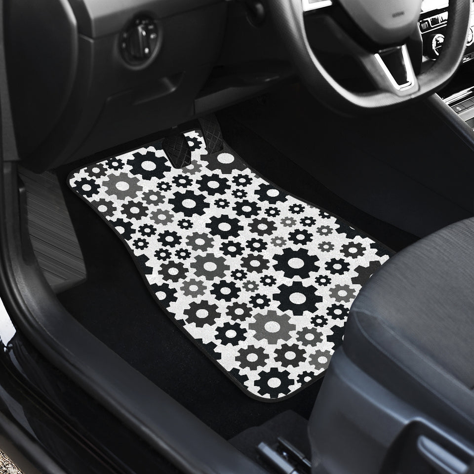 Gear Pattern Print Design 01 Front and Back Car Mats