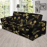 Gold Japanese Theme Pattern Sofa Slipcover