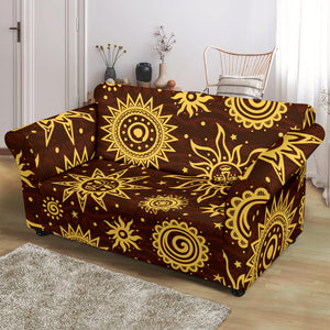 Hand Drawn Sun Pattern Loveseat Couch Slipcover