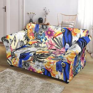 Toucan Leaves Flower Pattern Loveseat Couch Slipcover