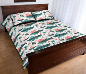 Whale Jelly Fish Pattern  Quilt Bed Set