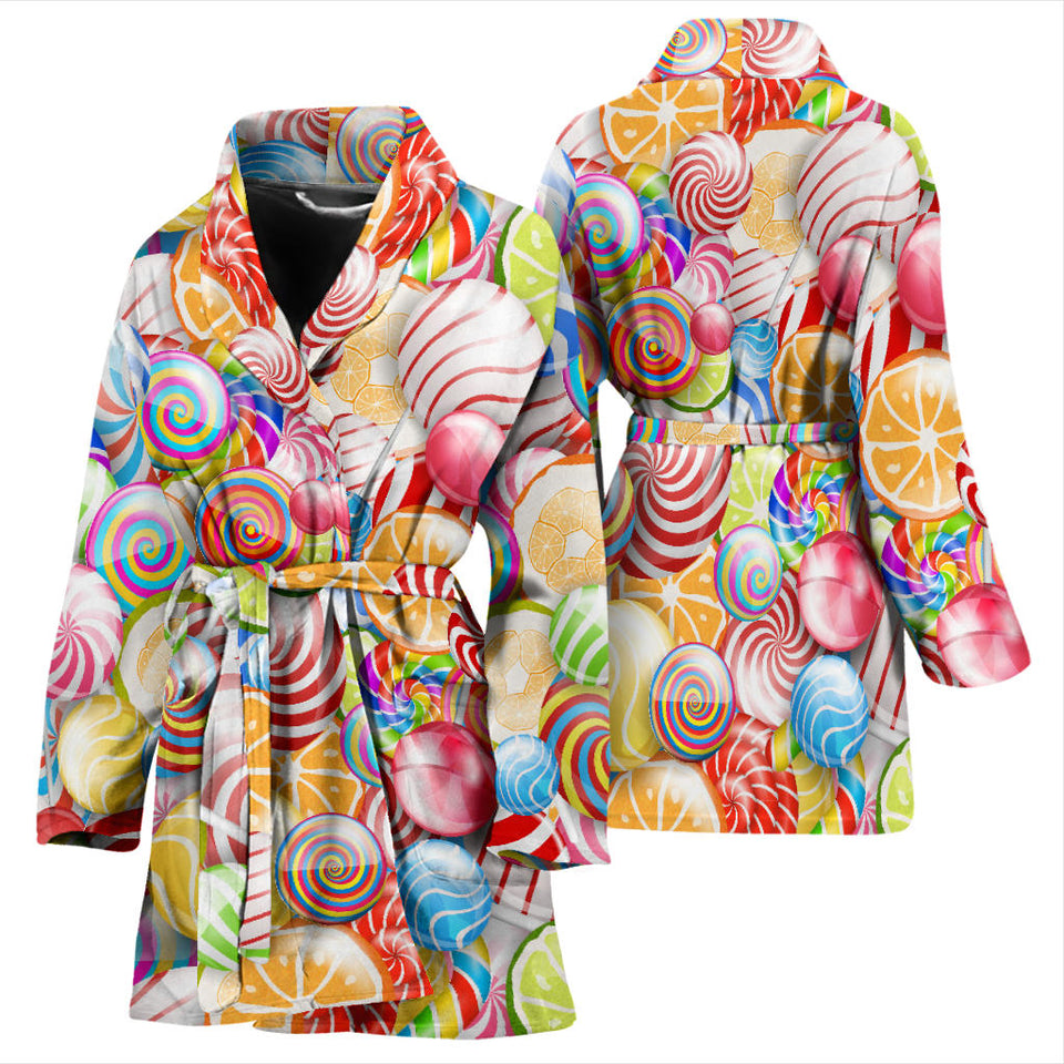 Candy Lollipop Pattern Women Bathrobe