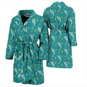 Swordfish Pattern Print Design 04 Men Bathrobe