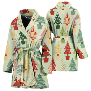 Christmas Tree Pattern Backgroind Women Bathrobe