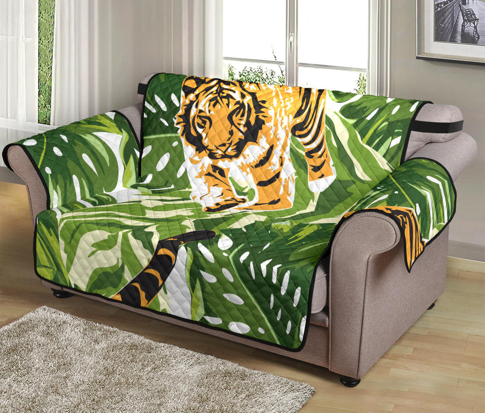 Bengal Tiger Pattern leaves Loveseat Couch Cover Protector