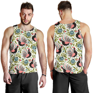 Rooster Chicken Leaves Pattern Men Tank Top