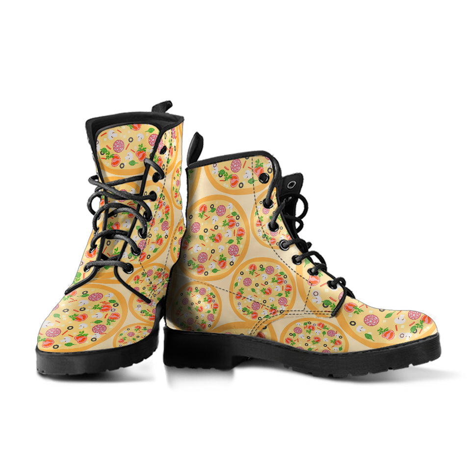 Pizza Theme Pattern Leather Boots