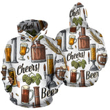 Beer Cheer Pattern Men Women Pullover Hoodie