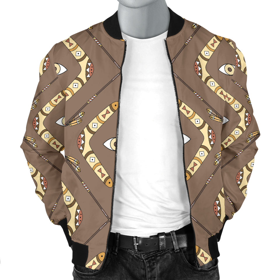 Traditional Boomerang Aboriginal Pattern Men Bomber Jacket