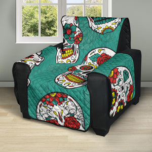 Suger Skull Pattern Green Background Recliner Cover Protector