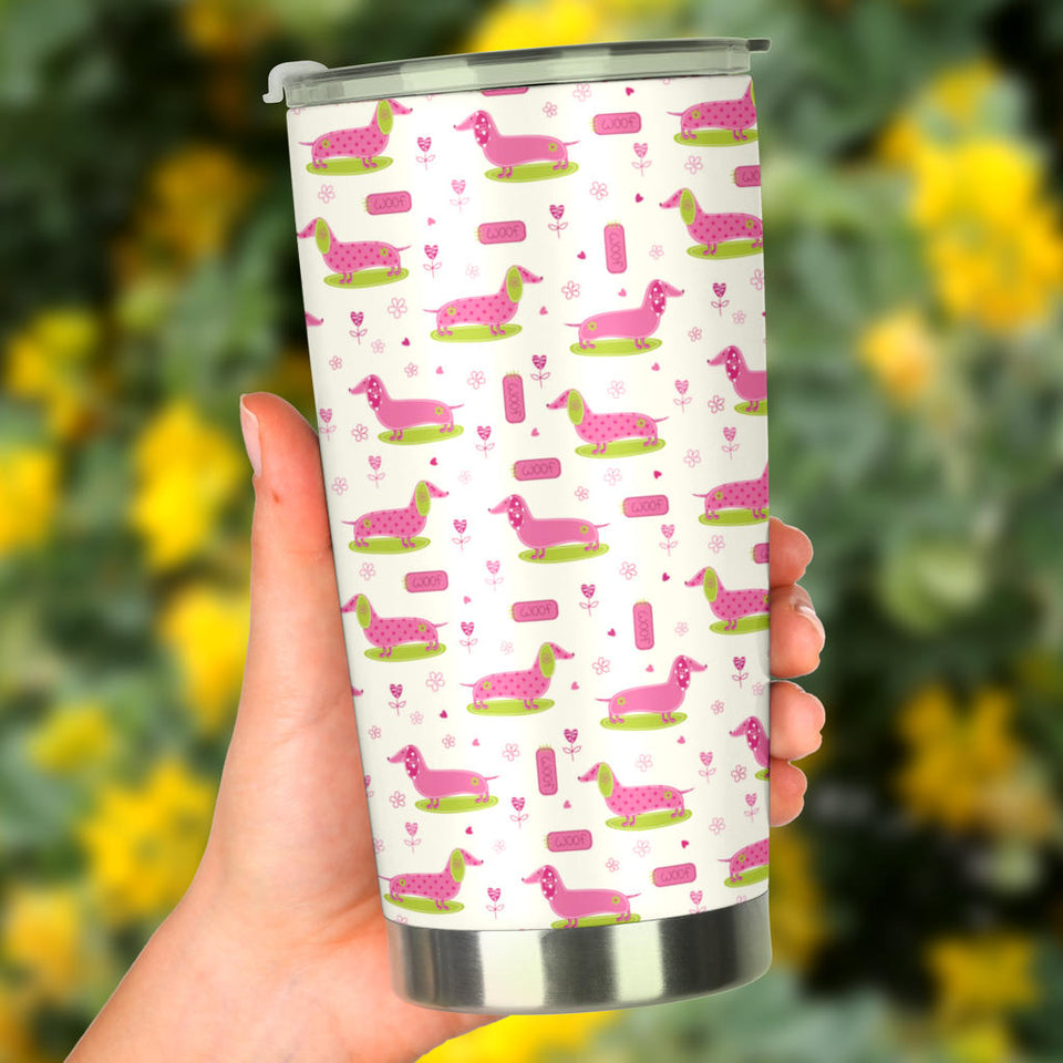 Pink Dachshund Pattern Tumbler